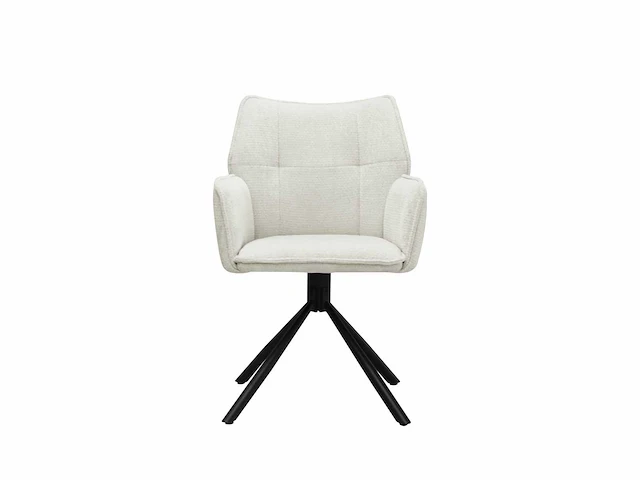 Colenis - enzo eetkamerstoelen - set van 6 - licht beige - linnen stof - luxe gestoffeerde zitting - industrieel design - metalen poten - stoel - afbeelding 2 van  5