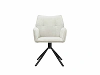 Colenis - enzo eetkamerstoelen - set van 6 - licht beige - linnen stof - luxe gestoffeerde zitting - industrieel design - metalen poten - stoel - afbeelding 2 van  5