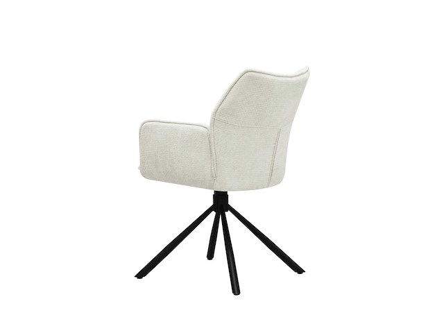 Colenis - enzo eetkamerstoelen - set van 6 - licht beige - linnen stof - luxe gestoffeerde zitting - industrieel design - metalen poten - stoel - afbeelding 4 van  5