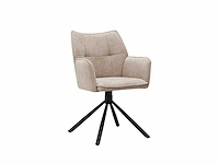 Colenis - enzo eetkamerstoelen - set van 6 - taupe - linnen stof - luxe gestoffeerde zitting - industrieel design - metalen poten - stoel - afbeelding 1 van  6