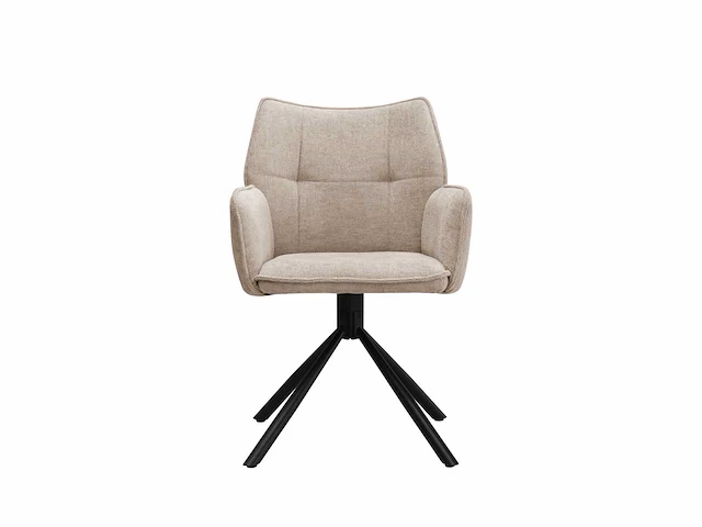Colenis - enzo eetkamerstoelen - set van 6 - taupe - linnen stof - luxe gestoffeerde zitting - industrieel design - metalen poten - stoel - afbeelding 2 van  6