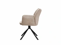 Colenis - enzo eetkamerstoelen - set van 6 - taupe - linnen stof - luxe gestoffeerde zitting - industrieel design - metalen poten - stoel - afbeelding 3 van  6