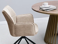 Colenis - enzo eetkamerstoelen - set van 6 - taupe - linnen stof - luxe gestoffeerde zitting - industrieel design - metalen poten - stoel - afbeelding 5 van  6