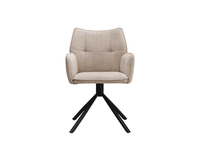 Colenis - enzo eetkamerstoelen - set van 6 - taupe - linnen stof - luxe gestoffeerde zitting - industrieel design - metalen poten - stoel - afbeelding 2 van  6