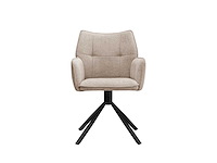 Colenis - enzo eetkamerstoelen - set van 6 - taupe - linnen stof - luxe gestoffeerde zitting - industrieel design - metalen poten - stoel - afbeelding 2 van  6