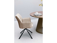 Colenis - enzo eetkamerstoelen - set van 6 - taupe - linnen stof - luxe gestoffeerde zitting - industrieel design - metalen poten - stoel - afbeelding 5 van  6