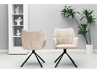 Colenis - exquisa eetkamerstoel - set van 6 - beige - bouclé stof - design - draaibaar - 360° - met return memory functie - afbeelding 6 van  6