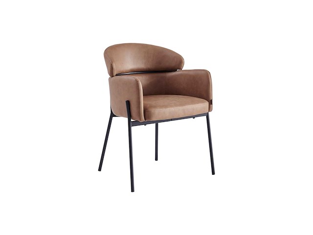 Colenis - gabriel eetkamerstoel - set van 6 - cognac - microfiber - microvezel - design - met armleuning - afbeelding 1 van  3