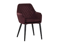 Colenis - jay eetkamerstoel - set van 4 - bordeaux - fluweel - velvet - met armleuning - afbeelding 1 van  4