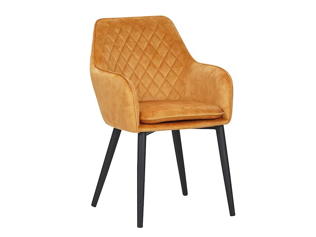 Colenis - jay eetkamerstoel - set van 4 - okergeel - fluweel - velvet - met armleuning - afbeelding 1 van  4