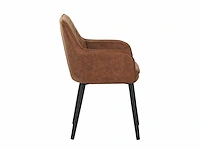 Colenis - jay eetkamerstoel - set van 6 - cognac - microfiber - met armleuning - afbeelding 3 van  4