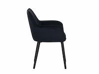 Colenis - jay eetkamerstoel - set van 6 - zwart - fluweel - velvet - met armleuning - afbeelding 3 van  4