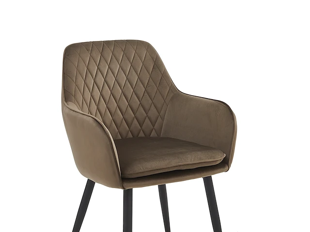 Colenis - laura eetkamerstoel - set van 4 - bruin - velvet - design - industrieel - met armleuning - afbeelding 5 van  5