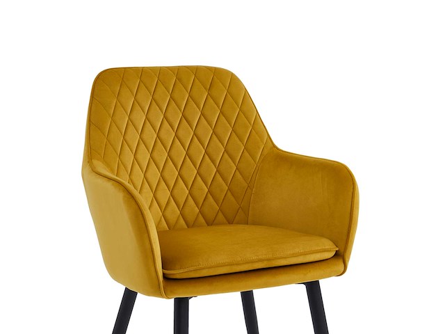 Colenis - laura eetkamerstoel - set van 4 - okergeel - velvet - design - industrieel - met armleuning - afbeelding 2 van  5