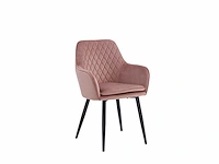 Colenis - laura eetkamerstoel - set van 4 - roze - velvet - design - industrieel - met armleuning - afbeelding 1 van  5