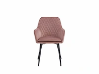 Colenis - laura eetkamerstoel - set van 4 - roze - velvet - design - industrieel - met armleuning - afbeelding 5 van  5