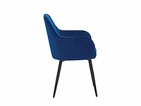 Colenis - laura eetkamerstoel - set van 6 - blauw - velvet - design - industrieel - met armleuning - afbeelding 4 van  5