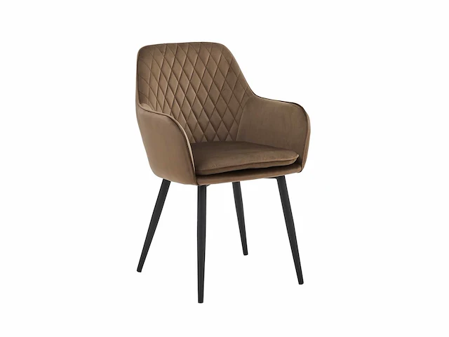 Colenis - laura eetkamerstoel - set van 6 - bruin - velvet - design - industrieel - met armleuning - afbeelding 1 van  5