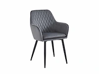 Colenis - laura eetkamerstoel - set van 6 - grijs - velvet - design - industrieel - met armleuning - afbeelding 1 van  5