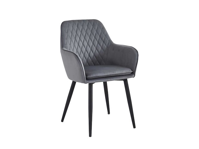 Colenis - laura eetkamerstoel - set van 6 - grijs - velvet - design - industrieel - met armleuning - afbeelding 1 van  5