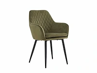 Colenis - laura eetkamerstoel - set van 6 - groen - velvet - fabb - industrieel - met armleuning - afbeelding 1 van  5
