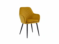 Colenis - laura eetkamerstoel - set van 6 - okergeel - velvet - design - industrieel - met armleuning - afbeelding 1 van  2