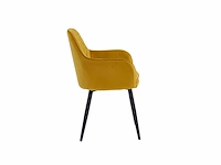 Colenis - laura eetkamerstoel - set van 6 - okergeel - velvet - design - industrieel - met armleuning - afbeelding 2 van  2