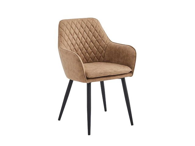 Colenis - laura eetkamerstoel - set van 6 - sand - microfiber stof - design - industrieel - met armleuning - afbeelding 1 van  5