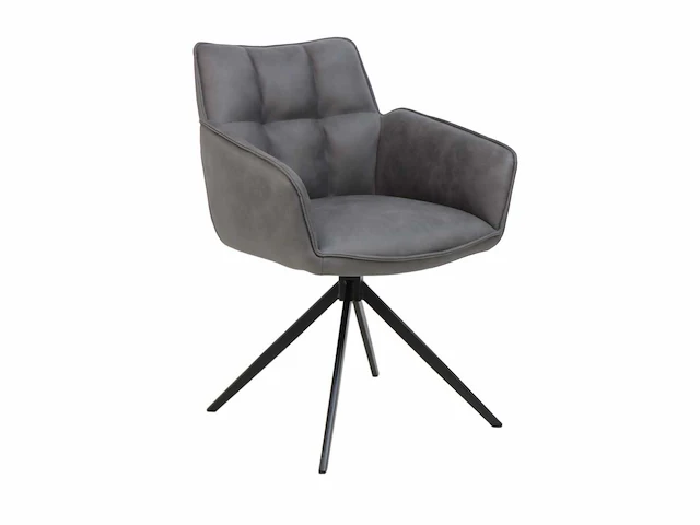 Colenis - leon eetkamerstoel - antraciet - microfiber stof - set van 6 - industrieel design - comfortabel - metalen poten - afbeelding 1 van  5