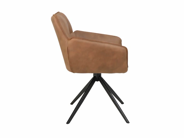 Colenis - leon eetkamerstoel - cognac - microfiber stof - set van 6 - industrieel design - comfortabel - metalen poten - afbeelding 4 van  5