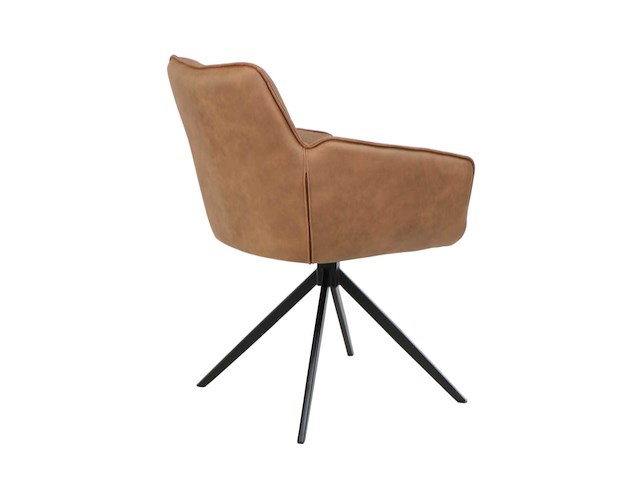 Colenis - leon eetkamerstoel - cognac - microfiber stof - set van 6 - industrieel design - comfortabel - metalen poten - afbeelding 3 van  5