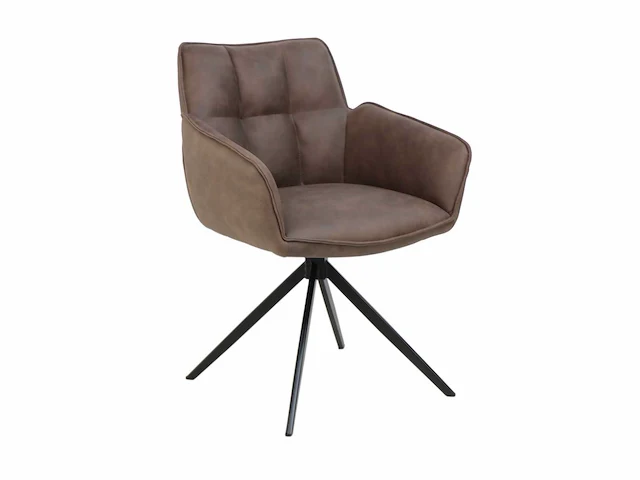 Colenis - leon eetkamerstoel - donkerbruin - microfiber stof - set van 6 - industrieel design - comfortabel - metalen poten - afbeelding 1 van  4
