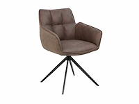 Colenis - leon eetkamerstoel - donkerbruin - microfiber stof - set van 6 - industrieel design - comfortabel - metalen poten - afbeelding 1 van  4