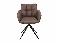 Colenis - leon eetkamerstoel - donkerbruin - microfiber stof - set van 6 - industrieel design - comfortabel - metalen poten - afbeelding 2 van  4
