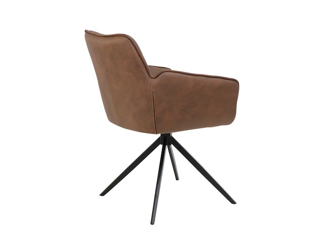 Colenis - leon eetkamerstoel - whisky bruin - microfiber stof - set van 4 - industrieel design - comfortabel - metalen poten - afbeelding 3 van  5