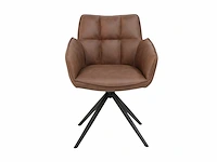 Colenis - leon eetkamerstoel - whisky bruin - microfiber stof - set van 6 - industrieel design - comfortabel - metalen poten - afbeelding 1 van  4