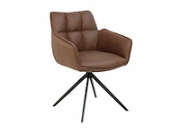 Colenis - leon eetkamerstoel - whisky bruin - microfiber stof - set van 6 - industrieel design - comfortabel - metalen poten - afbeelding 4 van  4