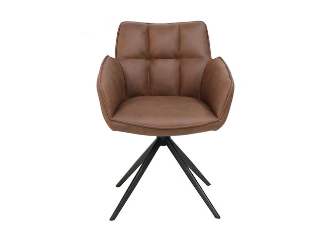 Colenis - leon eetkamerstoel - whisky bruin - microfiber stof - set van 6 - industrieel design - comfortabel - metalen poten - afbeelding 1 van  4