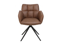 Colenis - leon eetkamerstoel - whisky bruin - microfiber stof - set van 6 - industrieel design - comfortabel - metalen poten - afbeelding 1 van  4