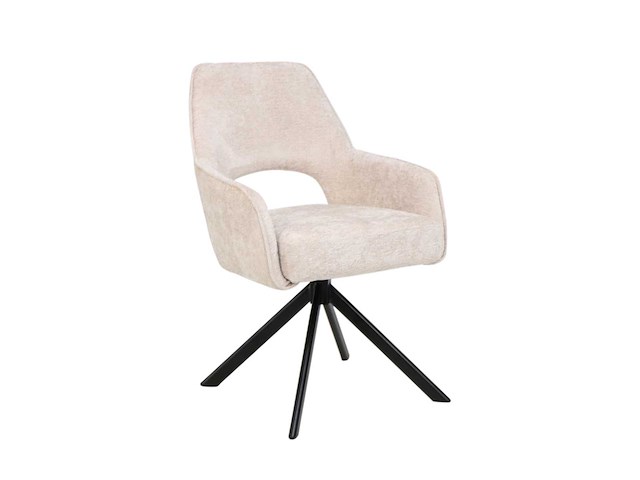 Colenis - liam eetkamerstoel - beige - chenille stof - set van 6 - industrieel design - stijlvol en comfortabel - metalen poten - afbeelding 1 van  4