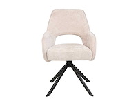 Colenis - liam eetkamerstoel - beige - chenille stof - set van 6 - industrieel design - stijlvol en comfortabel - metalen poten - afbeelding 2 van  4