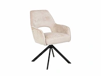 Colenis - liam eetkamerstoel - licht taupe - chenille stof - set van 4 - industrieel design - stijlvol en comfortabel - metalen poten - afbeelding 1 van  5