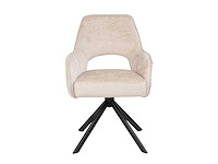 Colenis - liam eetkamerstoel - licht taupe - chenille stof - set van 4 - industrieel design - stijlvol en comfortabel - metalen poten - afbeelding 2 van  5