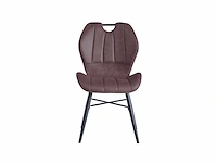 Colenis - lima eetkamerstoel - set van 6 - bruin - microfiber stof - zwarte poten - afbeelding 2 van  4