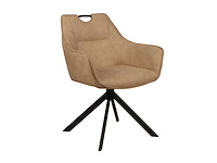 Colenis - lucas eetkamerstoel - set van 4 - stoelen - beige - microfiber bekleding - gestoffeerde zitting - metalen poten - eetkamerstoelen - afbeelding 1 van  5