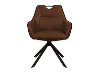 Colenis - lucas eetkamerstoel - set van 4 - stoelen - whisky bruin - microfiber bekleding - gestoffeerde zitting - metalen poten - afbeelding 2 van  5