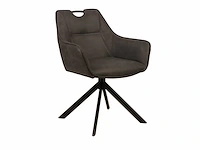 Colenis - lucas eetkamerstoel - set van 6 - stoelen - antraciet - microfiber bekleding - gestoffeerde zitting - metalen poten - afbeelding 1 van  5