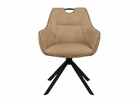 Colenis - lucas eetkamerstoel - set van 6 - stoelen - beige - microfiber bekleding - gestoffeerde zitting - metalen poten - eetkamerstoelen - afbeelding 2 van  5