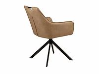 Colenis - lucas eetkamerstoel - set van 6 - stoelen - beige - microfiber bekleding - gestoffeerde zitting - metalen poten - eetkamerstoelen - afbeelding 4 van  5