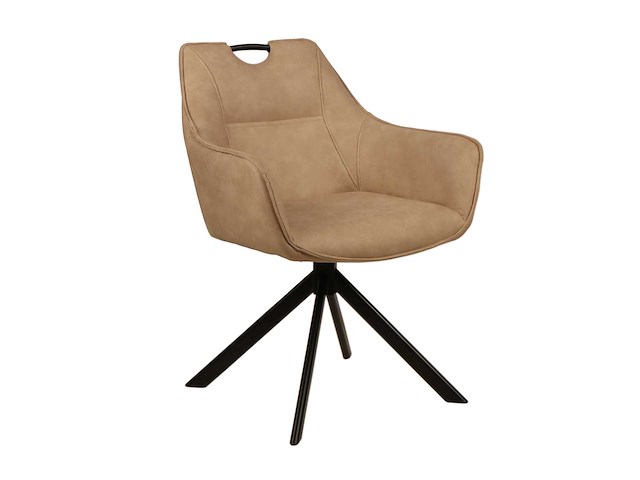 Colenis - lucas eetkamerstoel - set van 6 - stoelen - beige - microfiber bekleding - gestoffeerde zitting - metalen poten - eetkamerstoelen - afbeelding 1 van  5